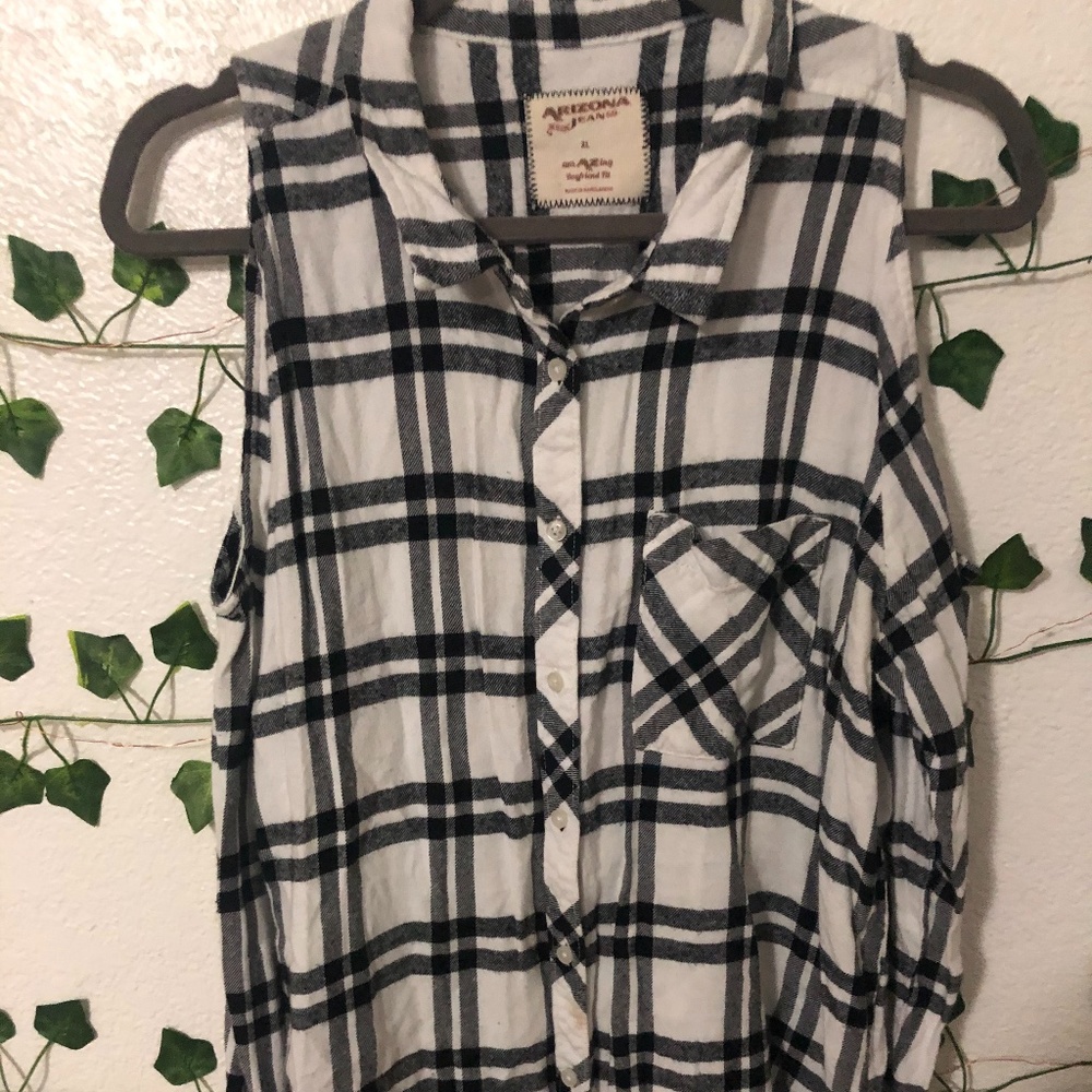 Open Shoulder Flannel Blouse